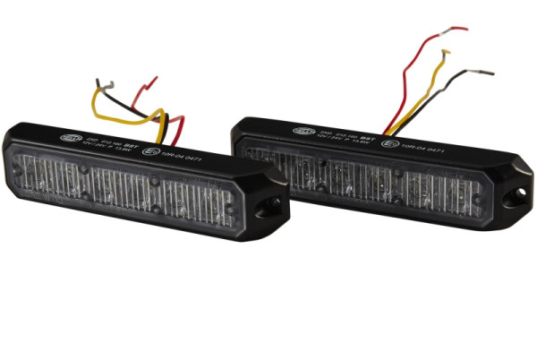 HELLA LED-Blitz-Kennleuchte - BST - 12/24V - blau - Schraubanschluss/Anbau - Kabel: 150mm - Stecker: offene Kabelenden - Set, 2XD 012 160-901