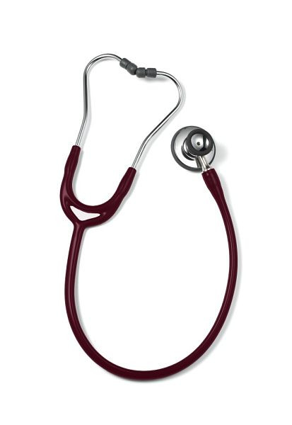 ERKA Stethoskop für Erwachsene mit soft Ohroliven, Membranseite (Dual-Membrane) und Trichterseite, Zweikanalschlauch Precise, Farbe: burgundy, 531.00060
