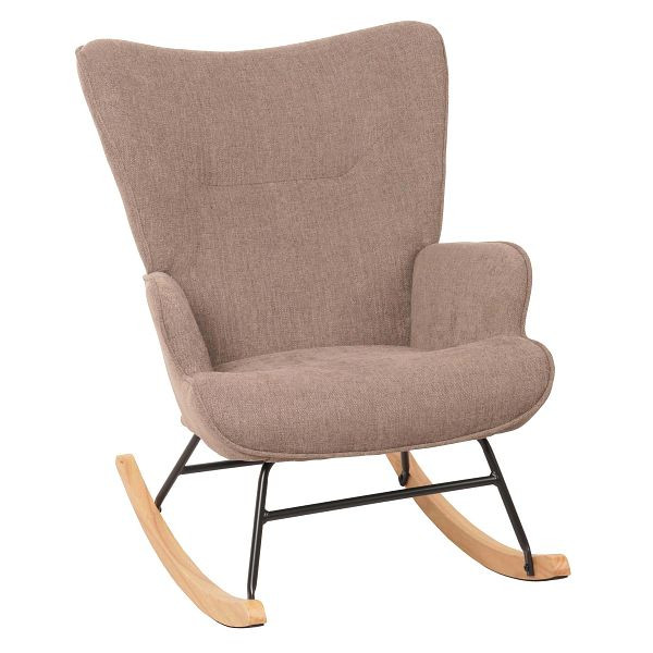 Mendler Schaukelstuhl HWC-N14, Schwingstuhl Relaxsessel Fernsehsessel, Massiv-Holz Metall Stoff/Textil 320g/m², braun, 105731
