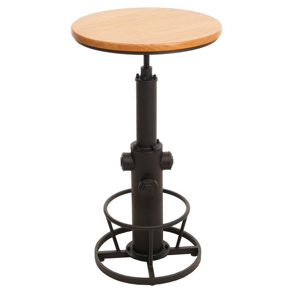 Mendler Bartisch HWC-N20, Bistrotisch Thekentisch, höhenverstellbar drehbar Fußablage Industrial Massiv-Holz Ø 61 cm, natur, 106033