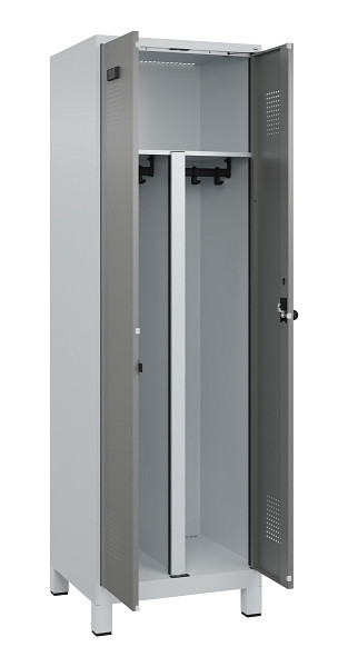 C+P PSA Schwarz-Weiß-Spind Evolo PLUS, mit Füßen, 2 Abteile, 1950x600x500mm, 70, 0005000 RDS Stahlgrau, Drehriegel, 049012-20P S10014