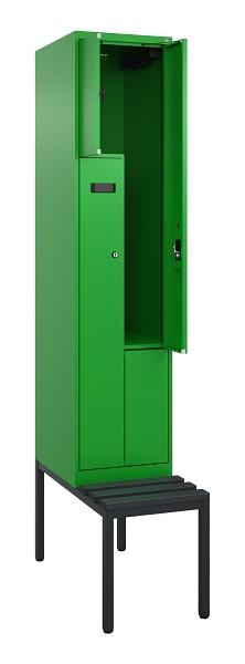 C+P Z-Spind Evolo PLUS, Bank, 2 Fächer, 2120x400x815mm, 6037/6037, Zylinderschloss, Sitzfläche Kunststoff, Sitzbank, 0490537-122 S10107