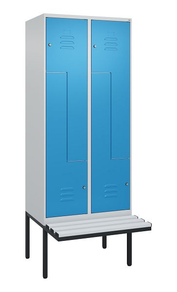 C+P Z-Spind Classic PLUS, Bank, 4 Abteile, 2120x800x815mm, 7035/5012, Zylinderschlösser, 0800437-224 S10049