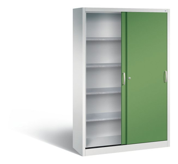 C+P Schiebetürenschrank Acurado, H1950xB1200xT400mm, Farbe: Lichtgrau / Resedagrün, Bügelgriff, 2049-00 S10076