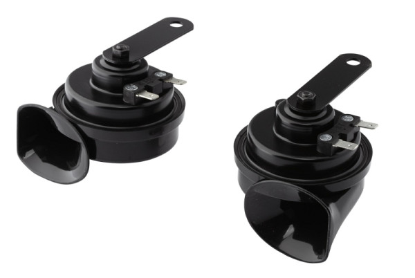 HELLA Fanfare, TE16S, 12V, 110dB(A), Frequenzbereich: 400/500Hz, elektrisch, Gehäusefarbe: schwarz, Stecker: Mercedes-Benz, Set, 3FH 012 010-061