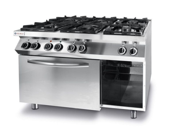 Hendi Gaskocher Kitchen Line 6 Brenner mit elektrischen Ofen GN 1/1, 225899