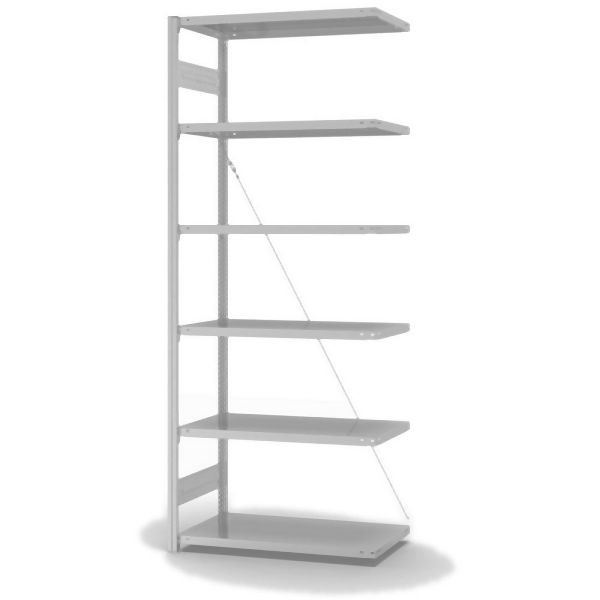 hofe Anbauregal, zerlegt, 6 Böden 2500 x 500 x 1000 mm, lichtgrau ähnlich RAL 7035 ableitfähig kunststoffbeschichtet, HKA25510ESD