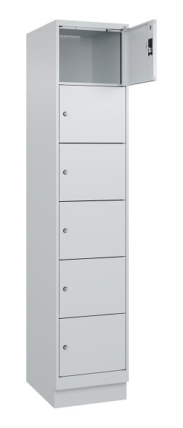 C+P Schließfachschrank Evolo PLUS, mit Sockel, 6 Fächer, 1950x400x500mm, 7035/70, Frontfarbe RAL 7035 Lichtgrau, 049020-126 S10013