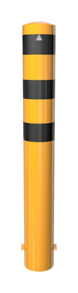 Schake Stahlrohrpoller Ø 193 x 3,6 mm ortsfest, zum Einbetonieren gelb / schwarz, feuerverzinkt und gelb beschichtet, Gesamtlänge: 1500 mm, 40191BG