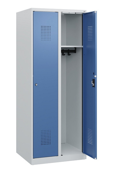 C+P Spind Evolo PLUS, 2 Abteile, 1530x600x500mm, 7035/5023, Zylinderschloss, 0490005-20 S10033