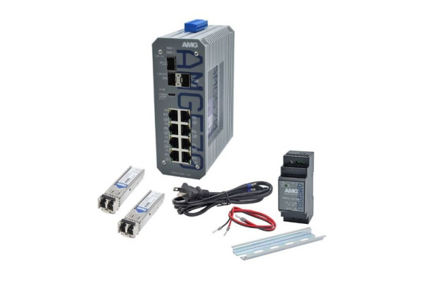 AMG Systems 11 Port Managed Switch Kit, 8 x 10/100/1000BT RJ45, 3 x 100/1000/2,5GFX SFP Slots, 2 x 1Gb Multimode SFP Modules, AMG570-8G-3S-KM1