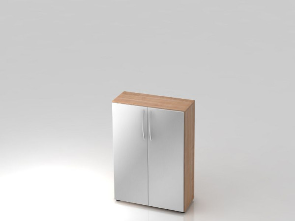 Hammerbacher Schrank 3OH 34, 6cm tief Bogengriff Nussbaum/Silber, 80x34,6x114,4 cm (BxTxH), V4550/N/S/BM