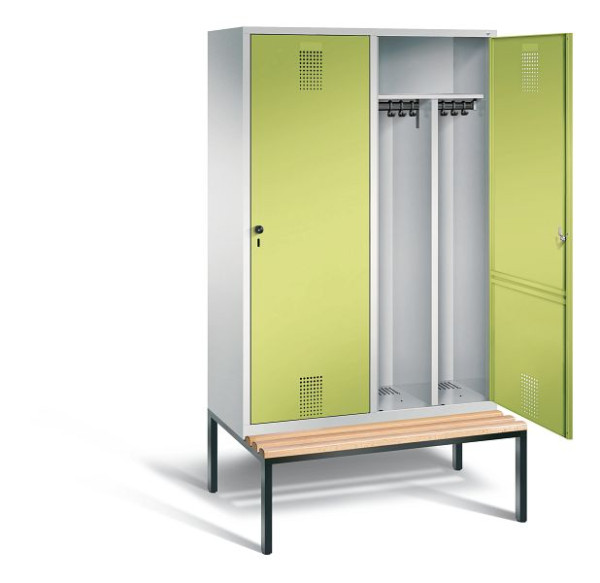 C+P Schwarz-Weiss-Spind Evolo, H2090xB1190xT500mm, Farbe: Lichtgrau / Viridingrün, 48250-40 S10103