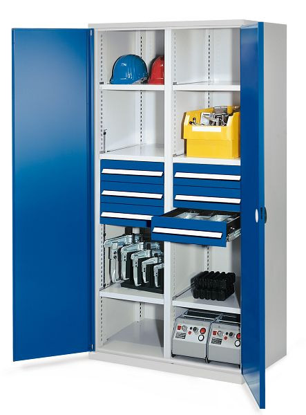 Kappes Schwerlastschrank mit Mitteltrennwand, 1950 x 1000 x 600 mm, Mod 53, RAL 7035/5010, Doppelwandtür, 1463.06.2016