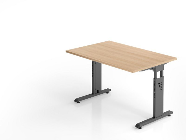 Hammerbacher Schreibtisch OS12, 120 x 80 cm, Platte: Eiche, 25 mm dick, 2 mm ABS-Kante, Rechteckform, VOS12/E/G