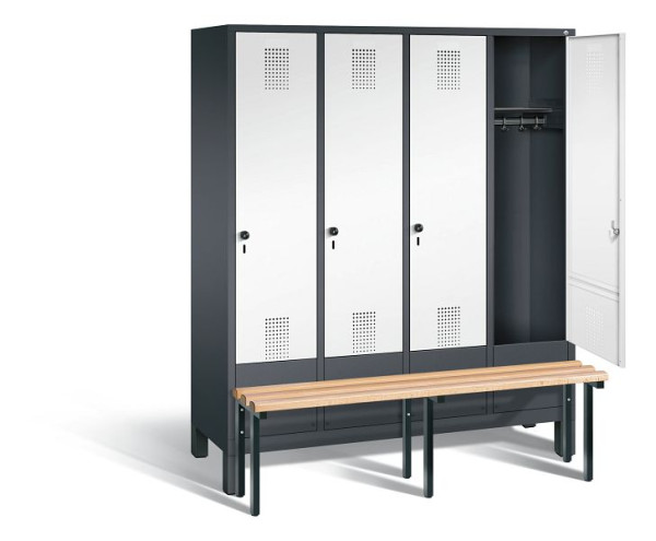 C+P Garderobenschrank Evolo, H1850xB1590xT815mm, Farbe: Schwarzgrau / Verkehrsweiß, 48030-42 S10115