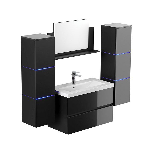 HOME DELUXE Badezimmermöbel WANGEROOGE BIG Deluxe – XL Schwarz, 55768