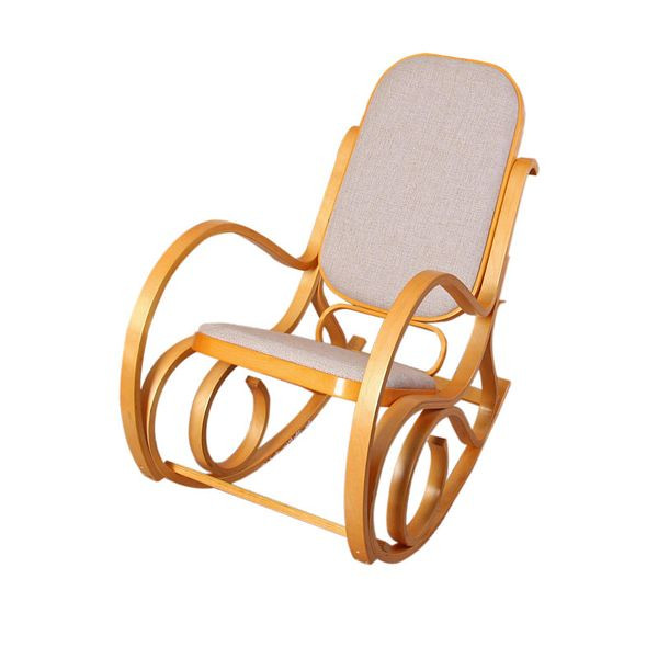 Mendler Schaukelstuhl M41, Schwingsessel Fernsehsessel, Massiv-Holz, Eiche-Optik, Stoff/Textil beige, 12254