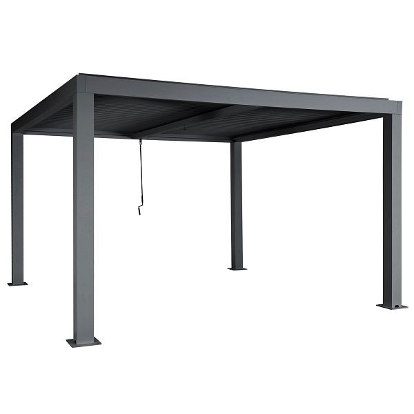 Mendler Pergola HWC-L46, Gartenpavillon Lamellen-Pavillon, 11cm-Aluminium-Gestell, Regenrinne sturmfest, 3x4m, anthrazit, 99259+99260+99261+99262