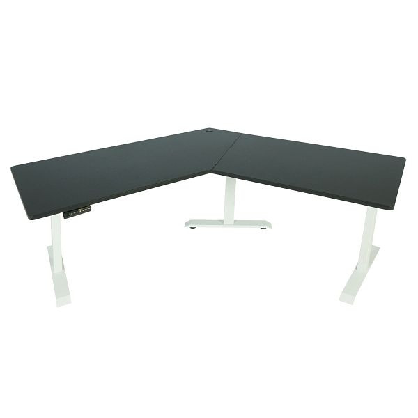 Mendler Schreibtisch HWC-D40, Computertisch, 120° elektrisch höhenverstellbar, schwarz, weiß, 75763+75760