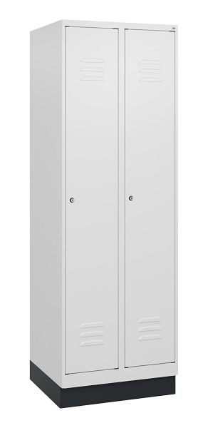 C+P Umkleidespind Classic PLUS, Sockel, 2 Abteile, 1800x600x500mm, 9016/9016, Zylinderschlösser, 0800207-20 S10029