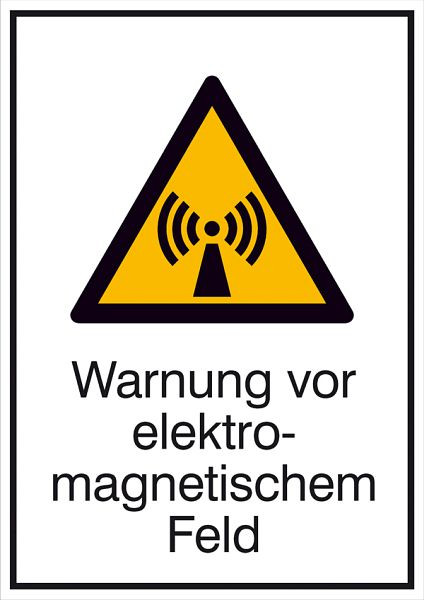 SafetyMarking Warn-Kombischild, Warnung vor elektromagnetischem Feld, BxH 26,2x37,1 cm, Aluminium, 11.0248