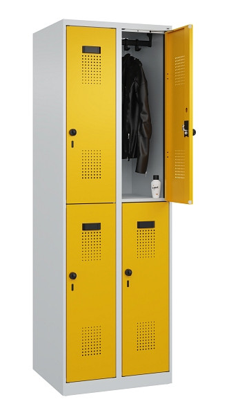 C+P Doppelstöckiger Spind Evolo PLUS, 4 Fächer, 1850x600x500mm, 7035/1004, Drehriegel, 049300-20 S10000