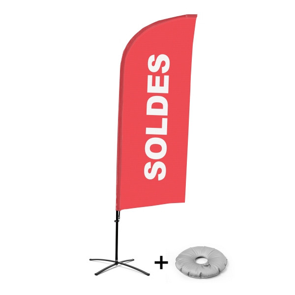 Showdown Displays Beachflag Alu Wind Komplett-Set Sale Rot Französisch Kreuzständer, BFAW310-CB30-WB-I507