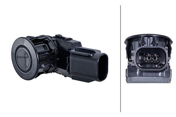 HELLA Sensor, Einparkhilfe, rund, 6-polig, gesteckt, lackierbar, 6PX 358 270-101