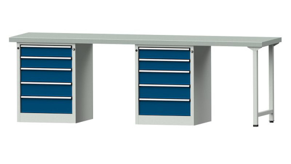 ANKE Werkbänke Kombiwerkbank, Modell 915 V, 2800 x 700 x 900 mm, RAL 7035/5010, ZBP 50 mm, 415.143