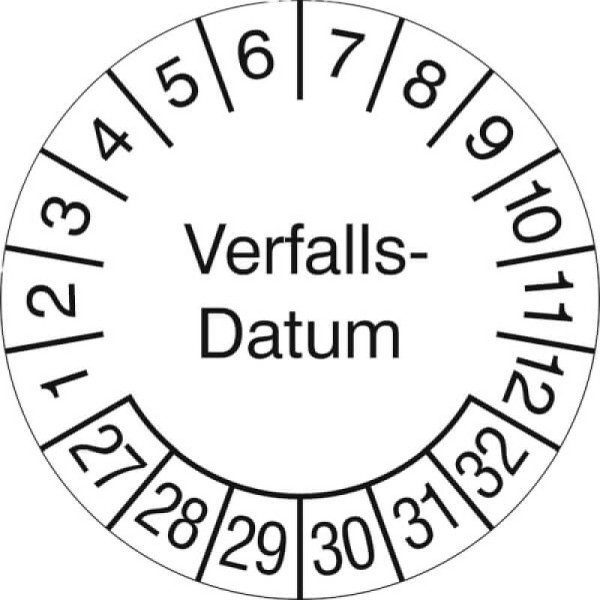 Stein HGS Prüfplaketten ohne Jahresfarbe (6 Jahre), Verfalls-Datum, 2027-2032, 31.3691-27