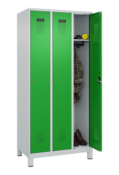 C+P Spind Evolo PLUS, mit Füßen, 3 Abteile, 1950x900x500mm, 7035/6037, Verschluss Zylinderschloss, Ablageböden 3, 049010-30 S10038