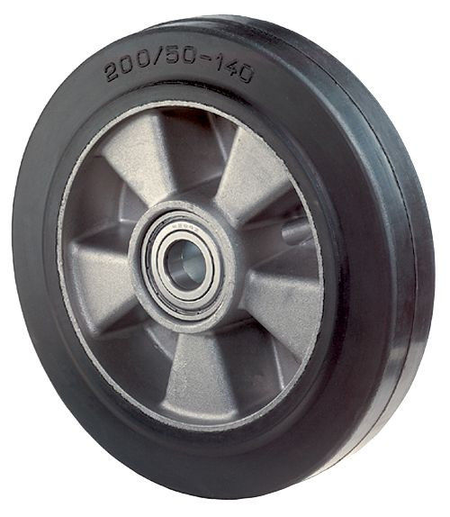BS Rollen Gummirad, Rad-Breite 40 mm, Rad-Ø 100 mm, Tragfähigkeit 150 kg, Elastik-Reifen schwarz, Radkörper Aluminium, Kugellager, VE: 2 Stück, B80.100