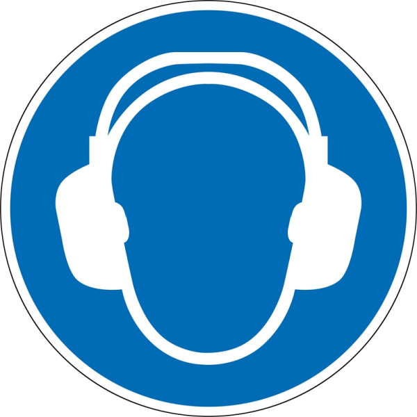 Eichner Gebotsschild "Gehörschutz benutzen", O 20 cm, Aluminium geprägt, Stärke 0,4 mm, 9225-11044-020