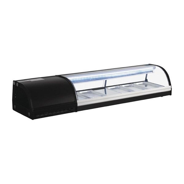 Polar Serie G Kühlvitrine für Sushi 150cm, Kapazität: 5x GN 1/3, schwarz, DA538