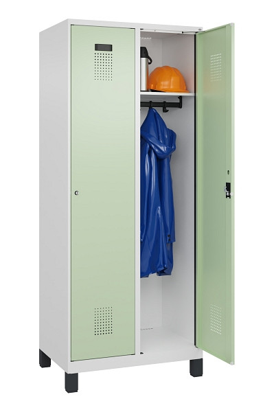C+P Spind Evolo PLUS, mit Füßen, 2 Abteile, 1950x800x500mm, 9016/6019, Verschluss Zylinderschloss, Ablageböden 2, 049010-22 S10046