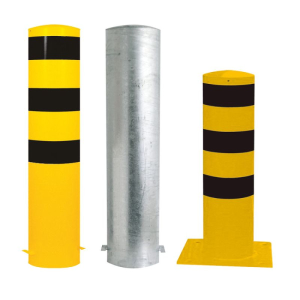 Stein HGS Stahlrohrpoller/Rammschutzpoller -Bollard-, 2000mm/zum Einbetonieren, ohne Farbe, 3 Ösen (90°), Stahlkappe mit Betonanker, Wandstärke: 5 mm, 14695-303