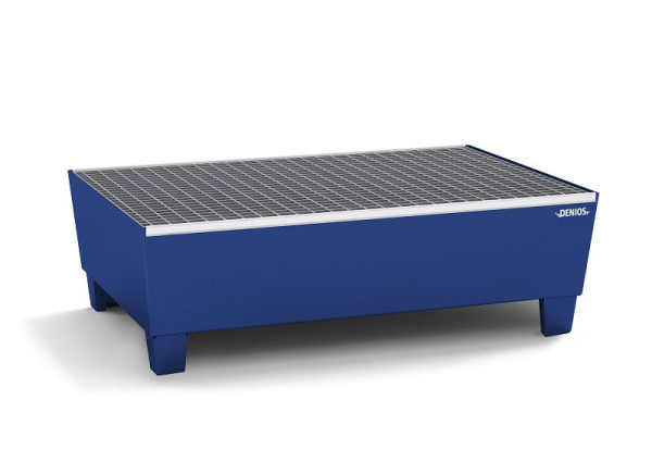 DENIOS Auffangwanne aus Stahl für 2 Fässer à 200 Liter, 1236 x 815 x 355 mm, mit Gitterrost, 328431