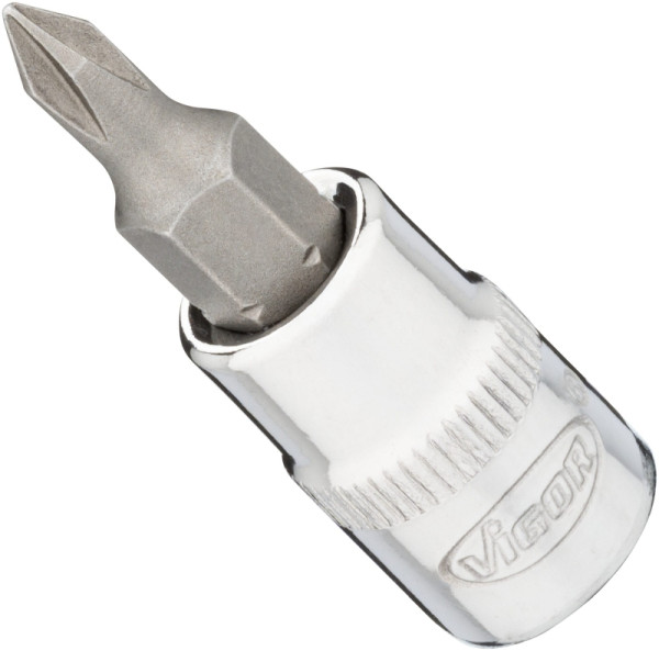 VIGOR Schraubendreher-Einsatz, Vierkant hohl 6,3 mm (1/4 Zoll), Kreuzschlitz Profil PH, PH0, V2593N