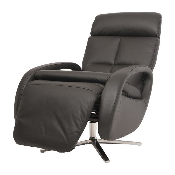 Mendler Relaxsessel HWC-L11, Design Fernsehsessel TV-Sessel Liegesessel, Liegefunktion drehbar, Voll-Leder, schwarz, 98399
