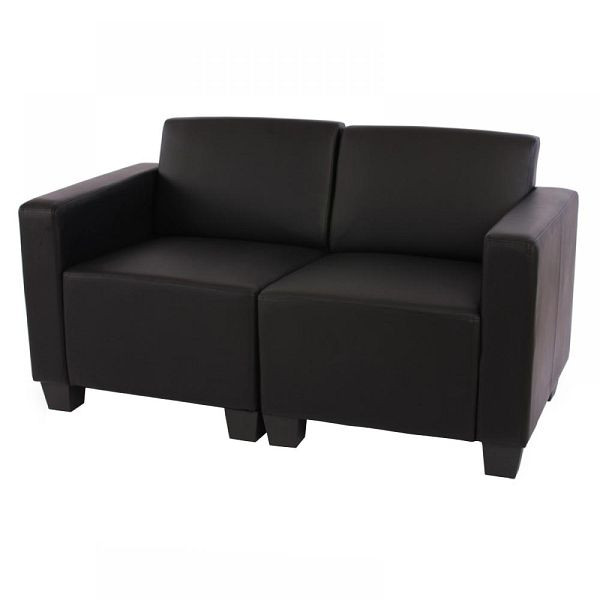 Mendler Modular 2-Sitzer Sofa Couch Lyon, Kunstleder, schwarz, 21692+21696