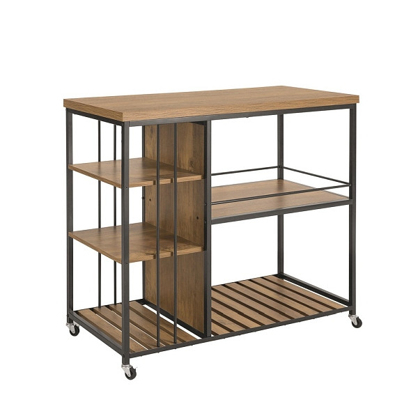 SoBuy Kücheninsel mit fünf Regalböden Braun 45.01x110.01x92cm, Industriell, SVW18-F
