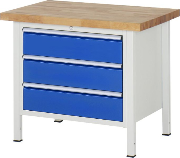 RAU Werkbank Serie 8000 - Modell 8257, B1000 x T700 x H840 mm, Systemunterbau B860 x T650 x H800 mm, 03-8257A2-107B4S.11