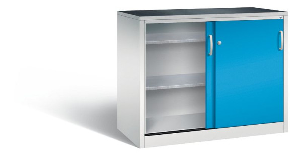 C+P Schiebetürenschrank Acurado, H1000xB1200xT600mm, Farbe: Lichtgrau / Lichtblau, Bügelgriff, 2066-09 S10057