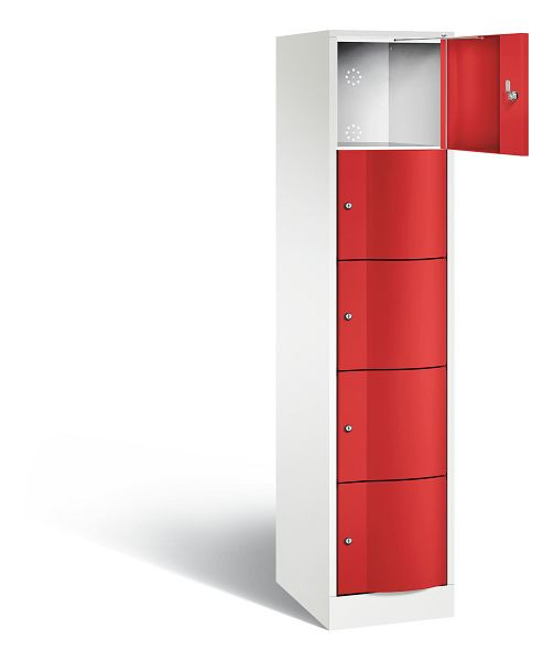 C+P Schließfachschrank Resisto, H1950xB396xT540mm, Farbe: Verkehrsweiß / feuerrot, 8570-172 S10241