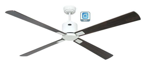 CasaFan Deckenventilator Eco Neo III 152 Lack weiß-Massivholz Nussbaum gebeizt/Kirsche WiFi, 943313W