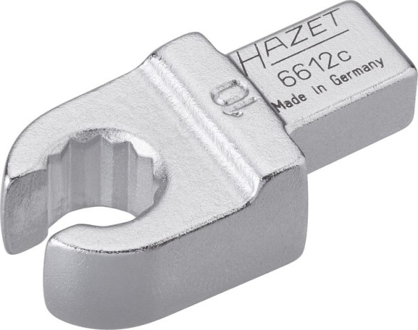 Hazet Einsteck-Ringschlüssel, offen, Einsteck-Vierkant 9 x 12 mm, Außen-Doppel-Sechskant Profil, 10 mm, 6612C-10