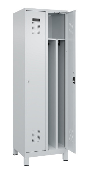 C+P Spind Evolo PLUS, mit Füßen, 2 Abteile, 1950x600x500mm, 7035/7035, Verschluss Zylinderschloss, 049010-20F S10040