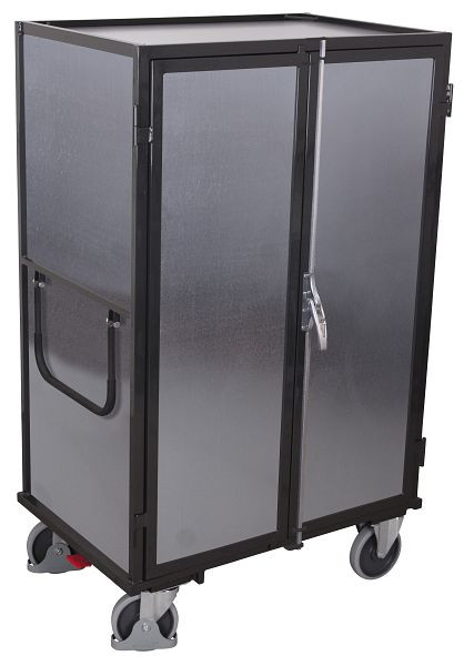 VARIOfit Etagenwagen fest verschweißt, 1.315 x 910 x 1.810 mm, RAL 7016 anthrazitgrau, Ladefläche: 1.200 x 760 mm, mit Türen, sw-800.413/AG