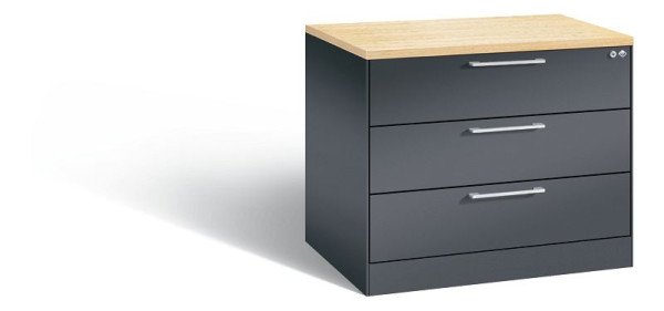 C+P Schubladenschrank Asisto, H710xB800xT600mm, Farbe: Schwarzgrau, Bügelgriff, 146273-324 S10038
